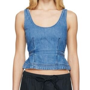 NWT Rag & Bone Ultra Featherweight Estelle Blue Denim Top size 14